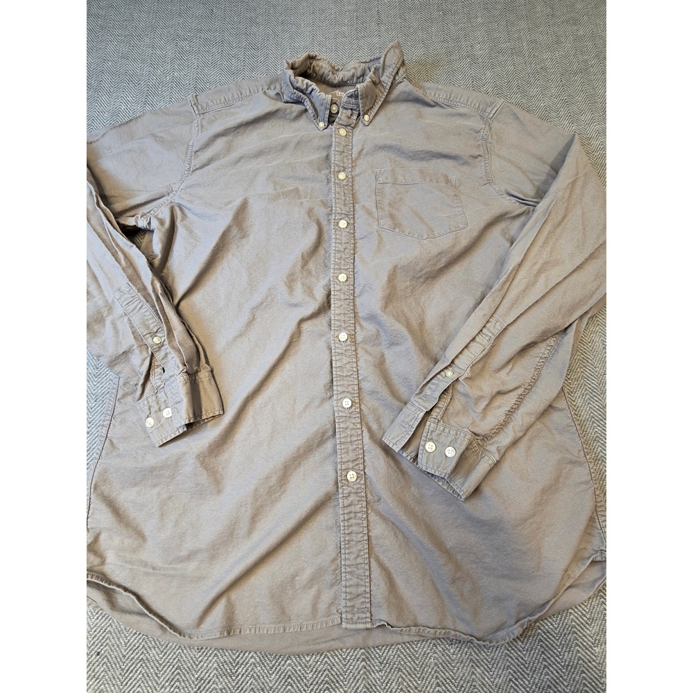 Eddie Bauer Legend Wash Classic Fit Shirt Mens XL Tall Gray Cotton Button Down